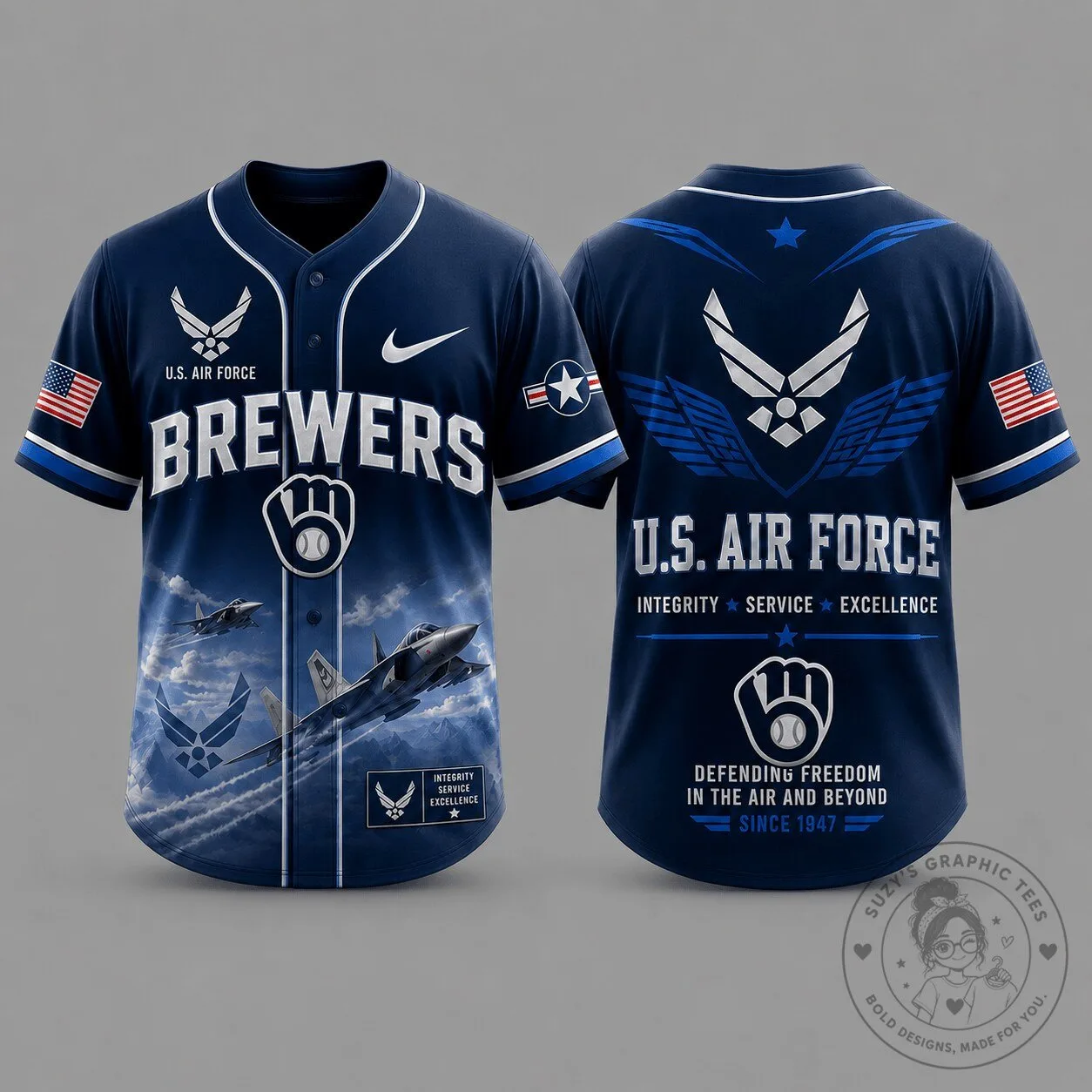 Milwaukee Brewers Baseball U.S. Air Force Tribute Baseball Jersey