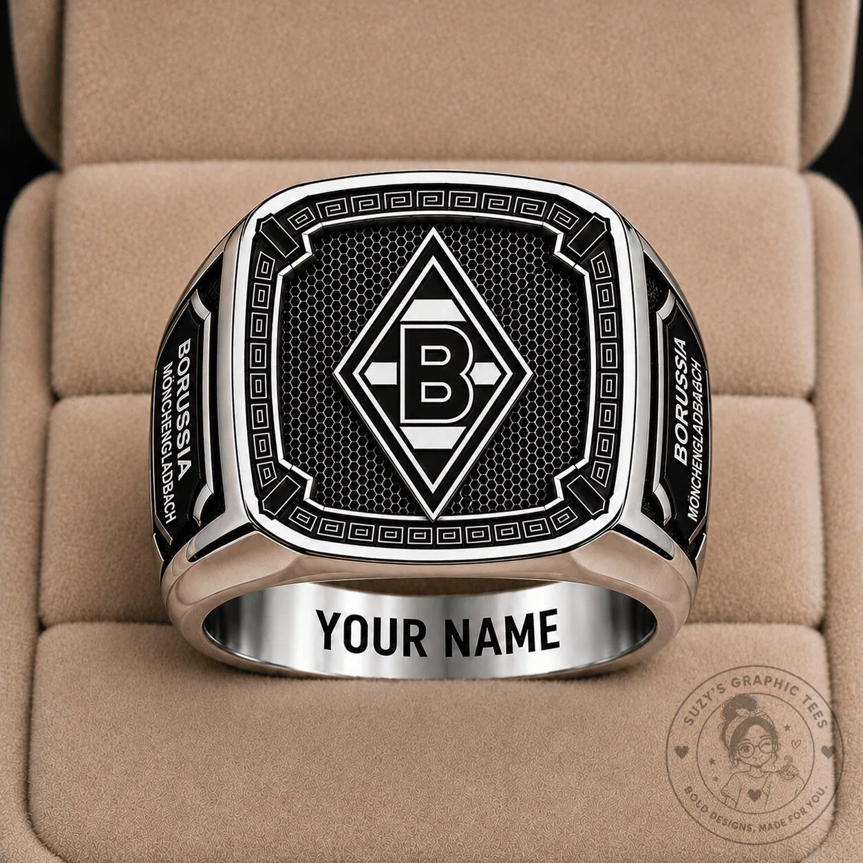 Borussia Monchengladbach Bundesliga Football Club Custom Engraved Ring 3 Borussia Monchengladbach Bundesliga Football Club Custom Engraved Ring
