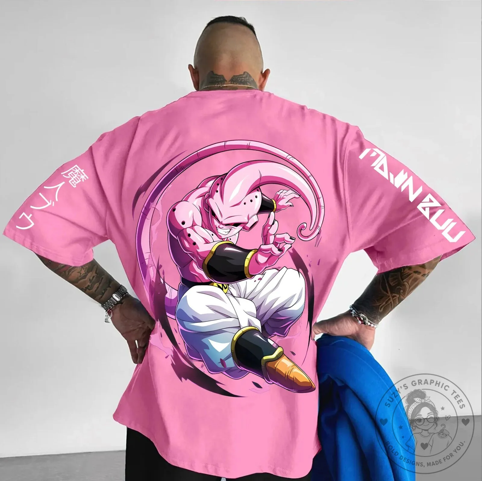 Majin Buu Dragon Ball Z Anime Character Pink T-Shirt 2 Majin Buu Dragon Ball Z Anime Character Pink T-Shirt