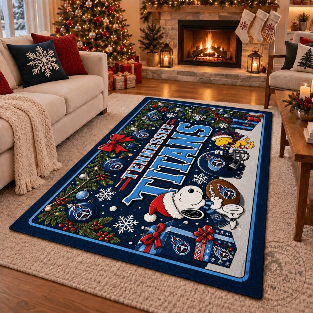 Tennessee Titans Snoopy Christmas Holiday Football Team Area Rug Tennessee Titans Snoopy Christmas Holiday Football Team Area Rug