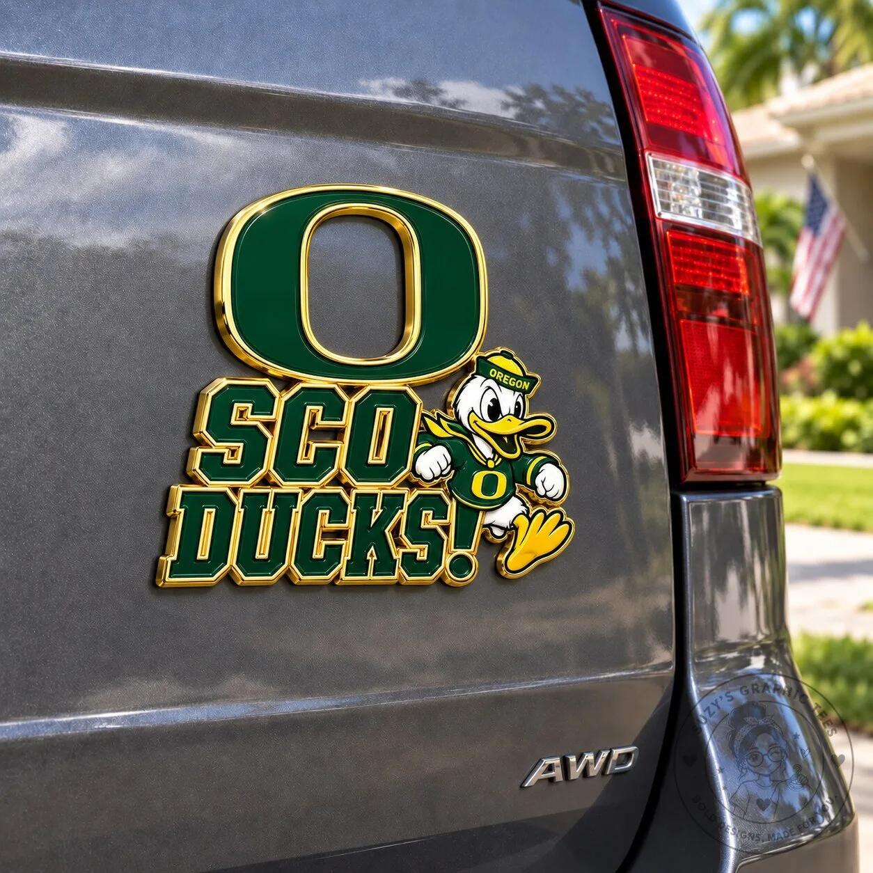 Oregon Ducks Mascot Sco Ducks Chrome Car Emblem Decal