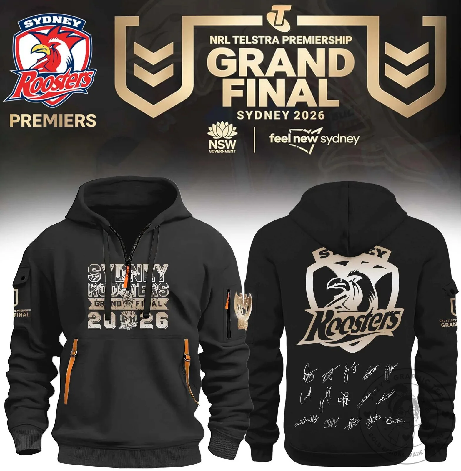 Sydney Roosters 2026 NRL Grand Final Premiers Commemorative Hoodie