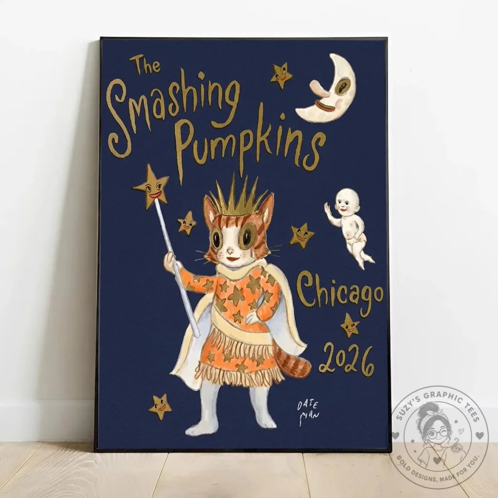 The Smashing Pumpkins Chicago 2026 Star Cat Fairy Moon Baby Poster Wall Art The Smashing Pumpkins Chicago 2026 Star Cat Fairy Moon Baby Poster Wall Art