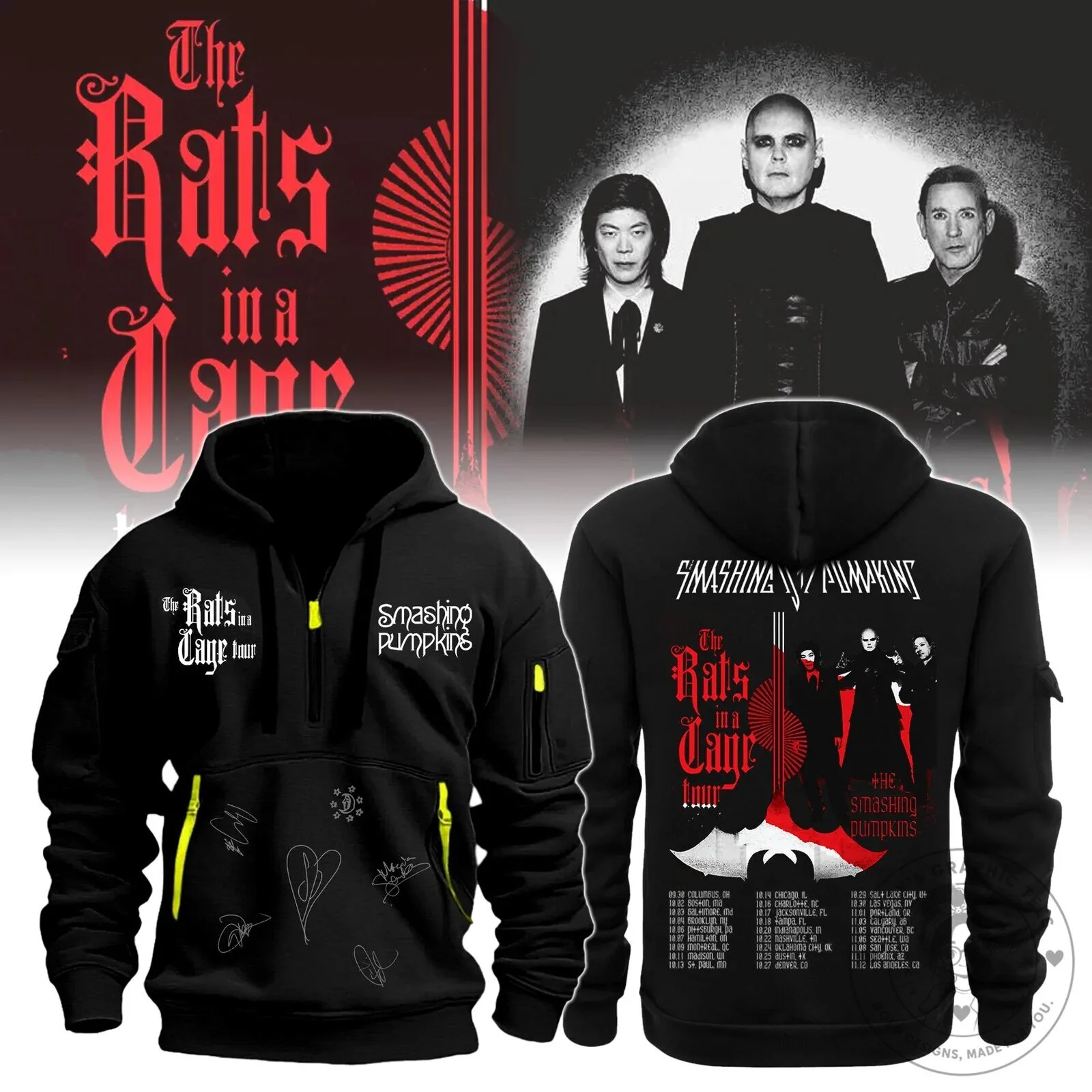 The Smashing Pumpkins The Rats In A Cage Tour 2026 Black Hoodie