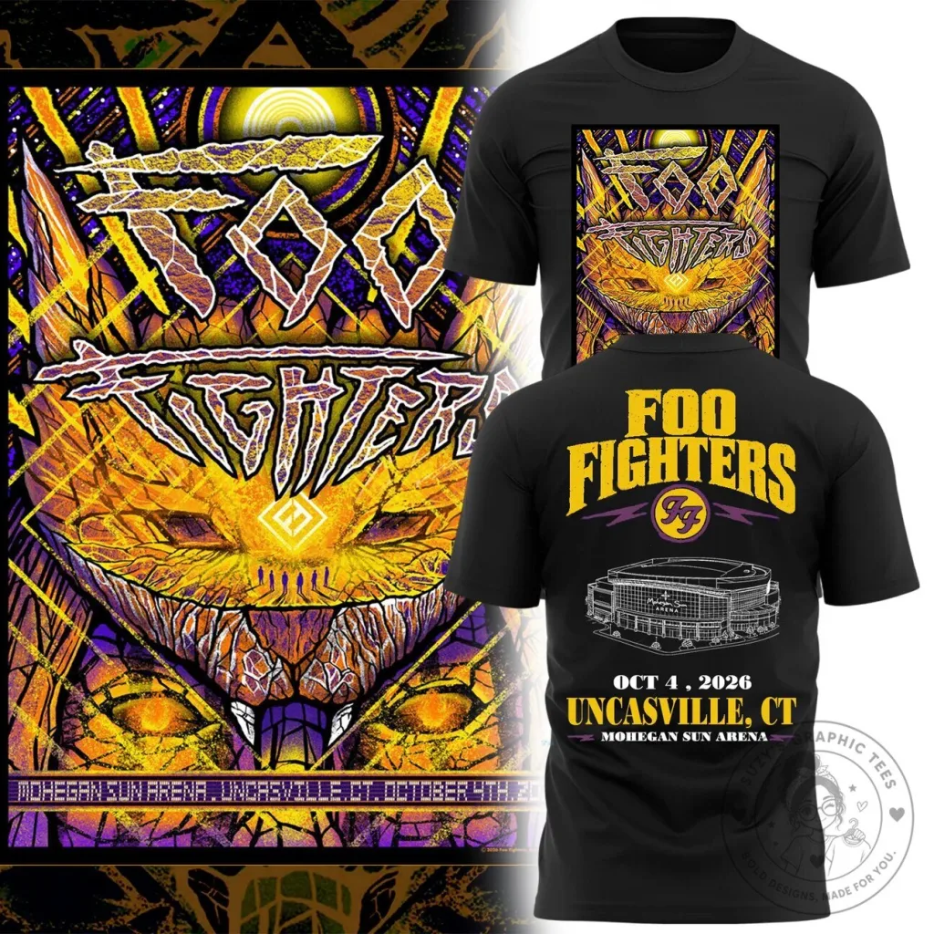 Black T-Shirt for Foo Fighters' 2026 Take Cover Tour Concert at Mohegan Sun Arena Black T-Shirt for Foo Fighters' 2026 Take Cover Tour Concert at Mohegan Sun Arena