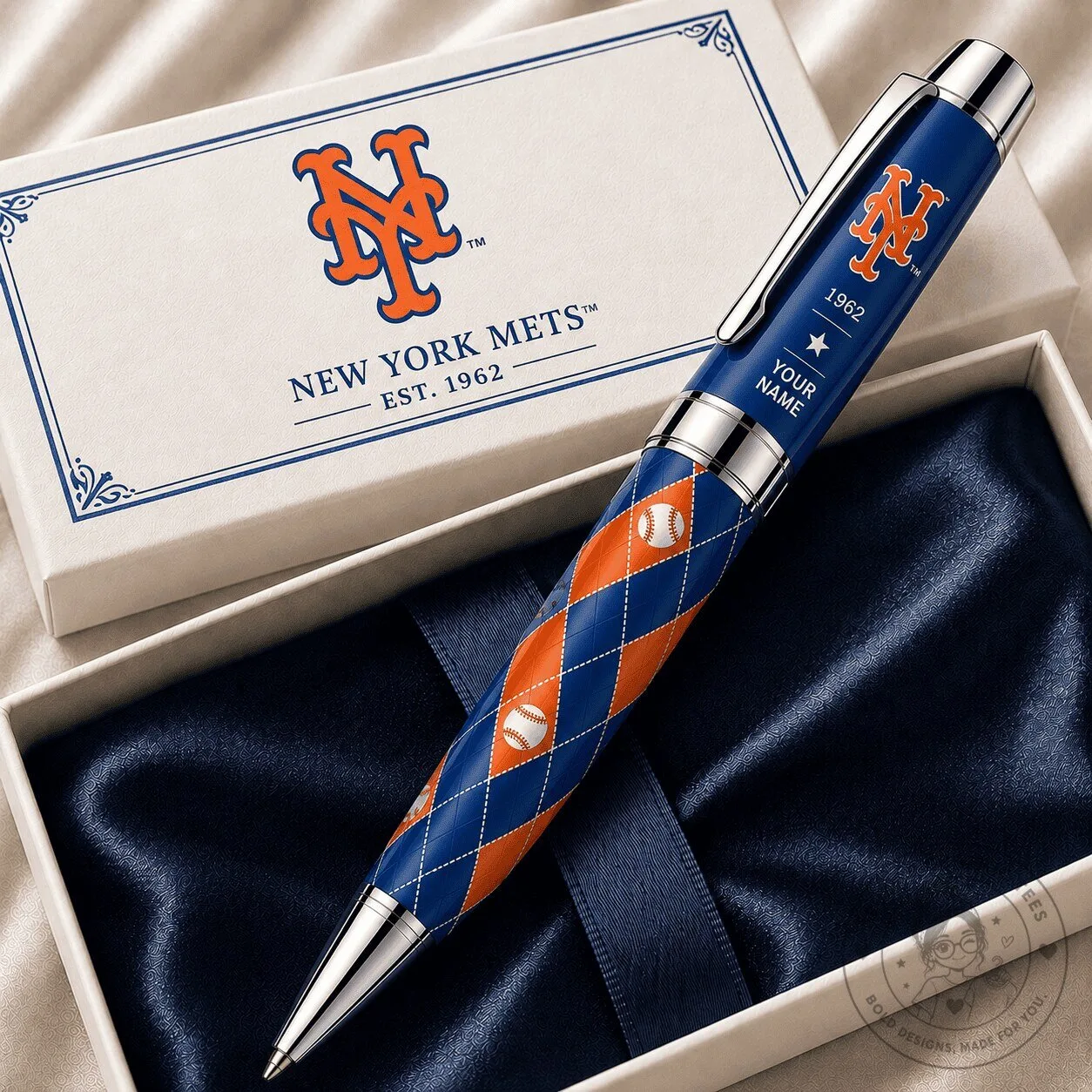New York Mets Major League Baseball Argyle Pattern Ballpoint Pen