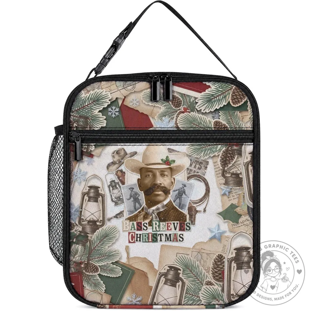 Bass Reeves Christmas Old West Marshal Frontier Collage Insulated Lunch Bag