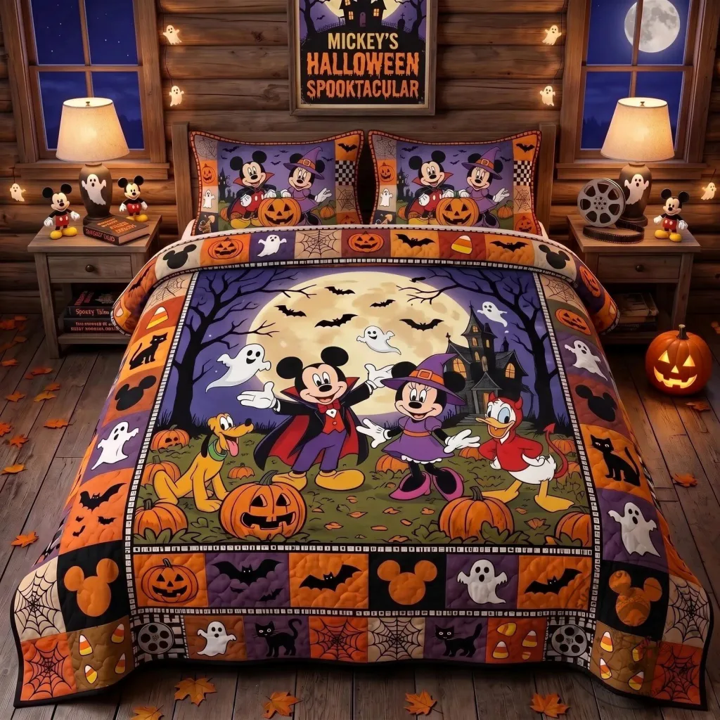 Mickey Mouse and Friends Halloween Spooktacular Quilted Bedding Set Mickey Mouse and Friends Halloween Spooktacular Quilted Bedding Set