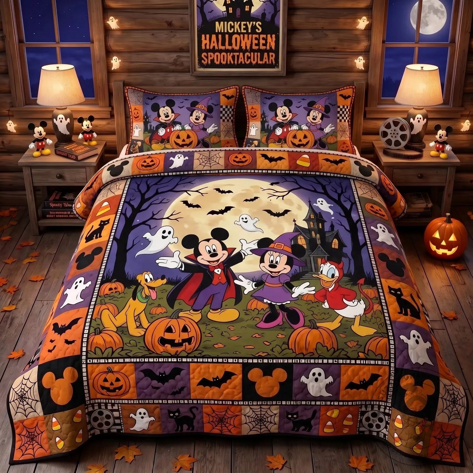 Mickey Mouse and Friends Halloween Spooktacular Quilted Bedding Set
