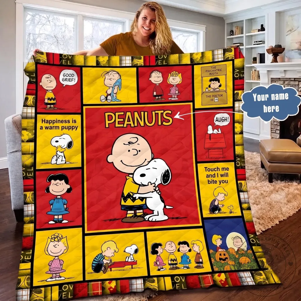 Peanuts Snoopy and Charlie Brown Happiness is a Warm Puppy Fleece Blanket Peanuts Snoopy and Charlie Brown Happiness is a Warm Puppy Fleece Blanket