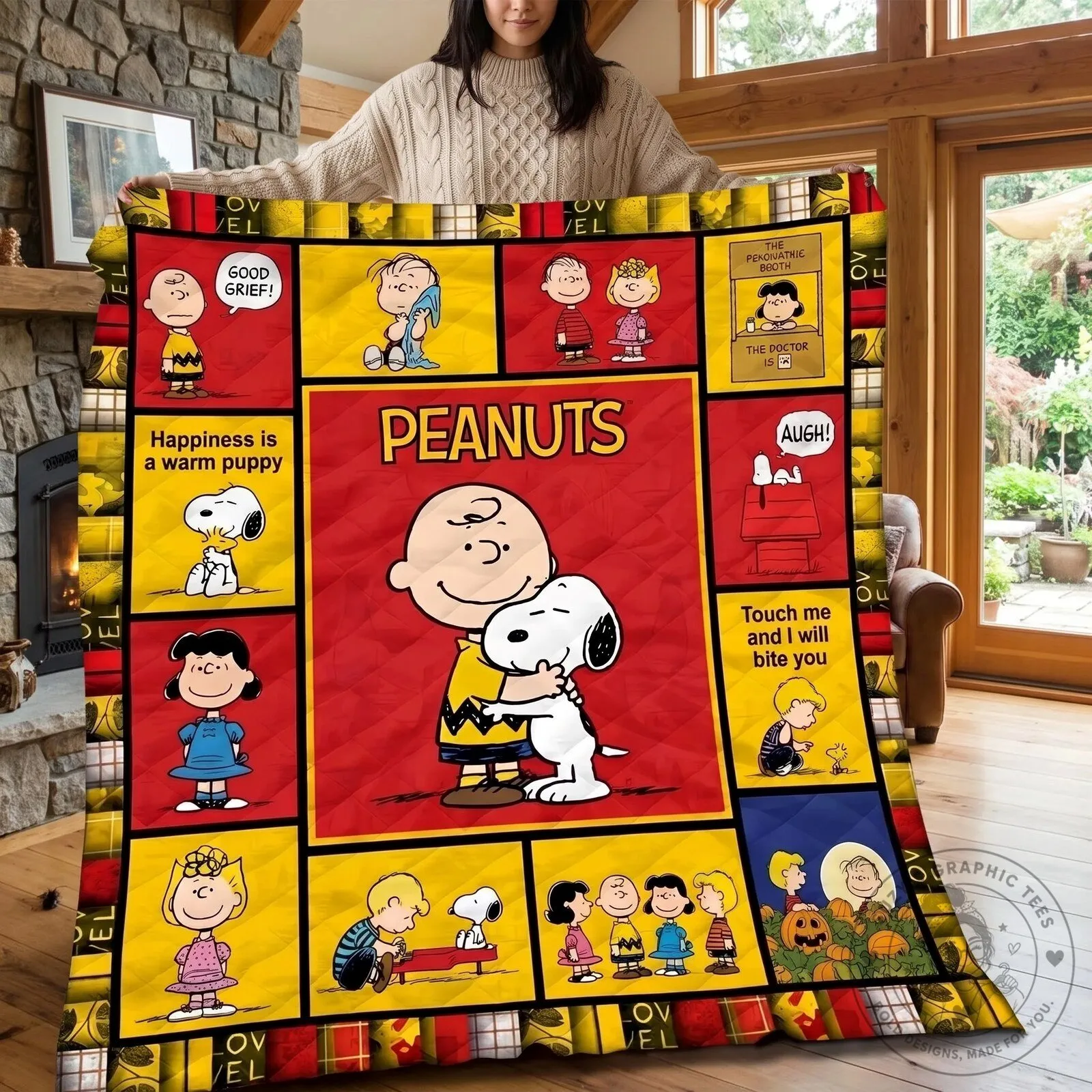 Peanuts Snoopy and Charlie Brown Happiness is a Warm Puppy Fleece Blanket 6 Peanuts Snoopy and Charlie Brown Happiness is a Warm Puppy Fleece Blanket