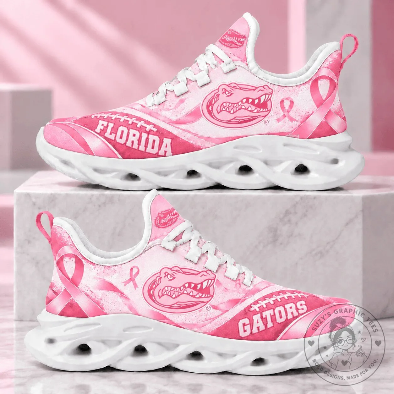 Florida Gators Breast Cancer Awareness Pink Chunky Sneakers Shoes