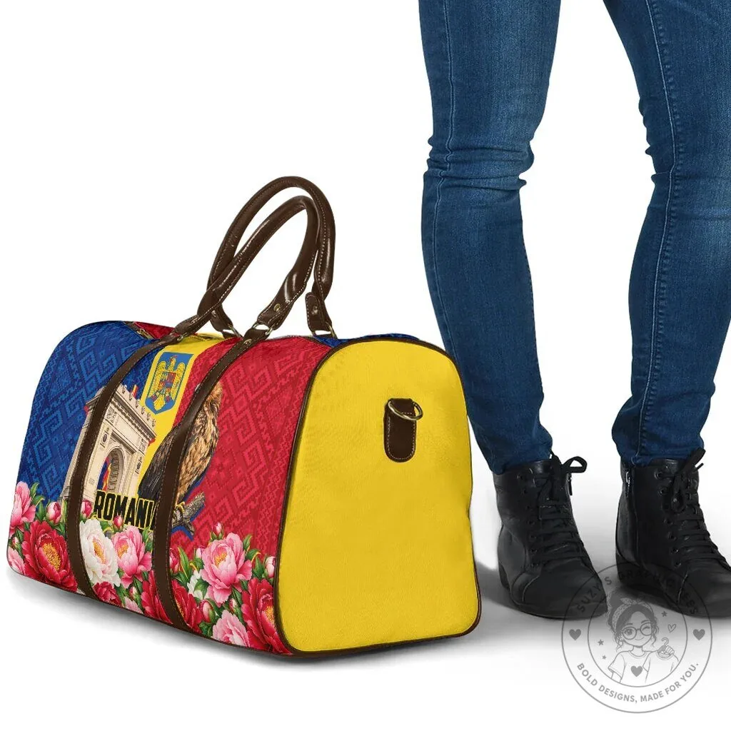 Romania Flag Eagle Arcul de Triumf Floral Peony Travel Bag 10 Romania Flag Eagle Arcul de Triumf Floral Peony Travel Bag