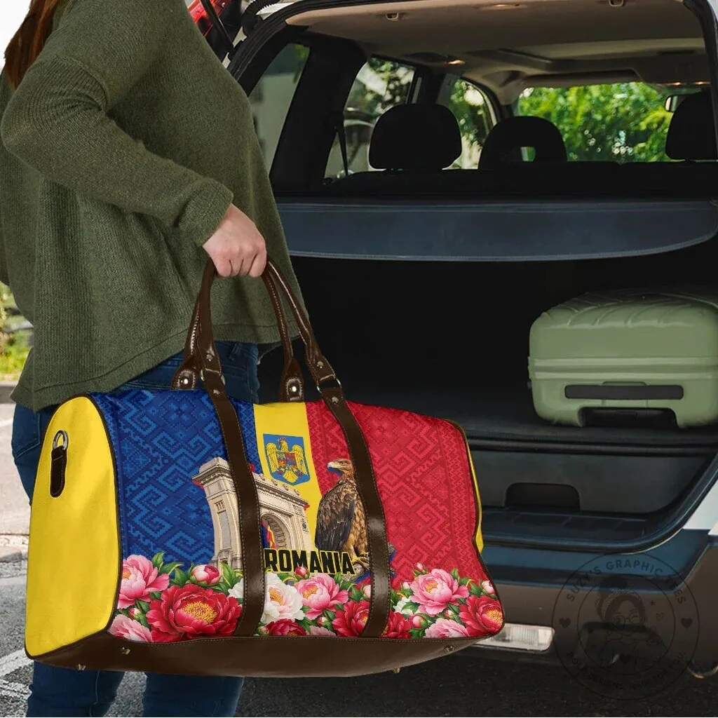 Romania Flag Eagle Arcul de Triumf Floral Peony Travel Bag 11 Romania Flag Eagle Arcul de Triumf Floral Peony Travel Bag