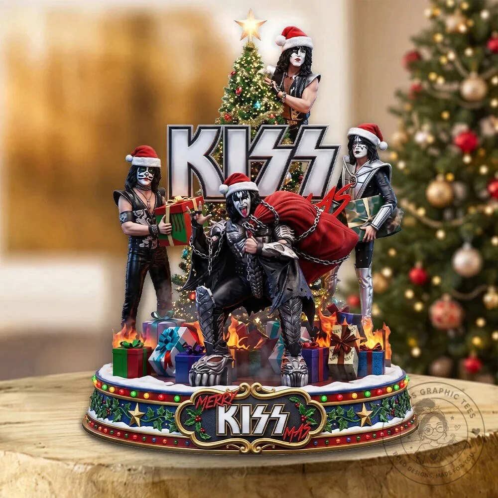 KISS Band Merry Kissmas Christmas Tree Holiday Decoration Plaque
