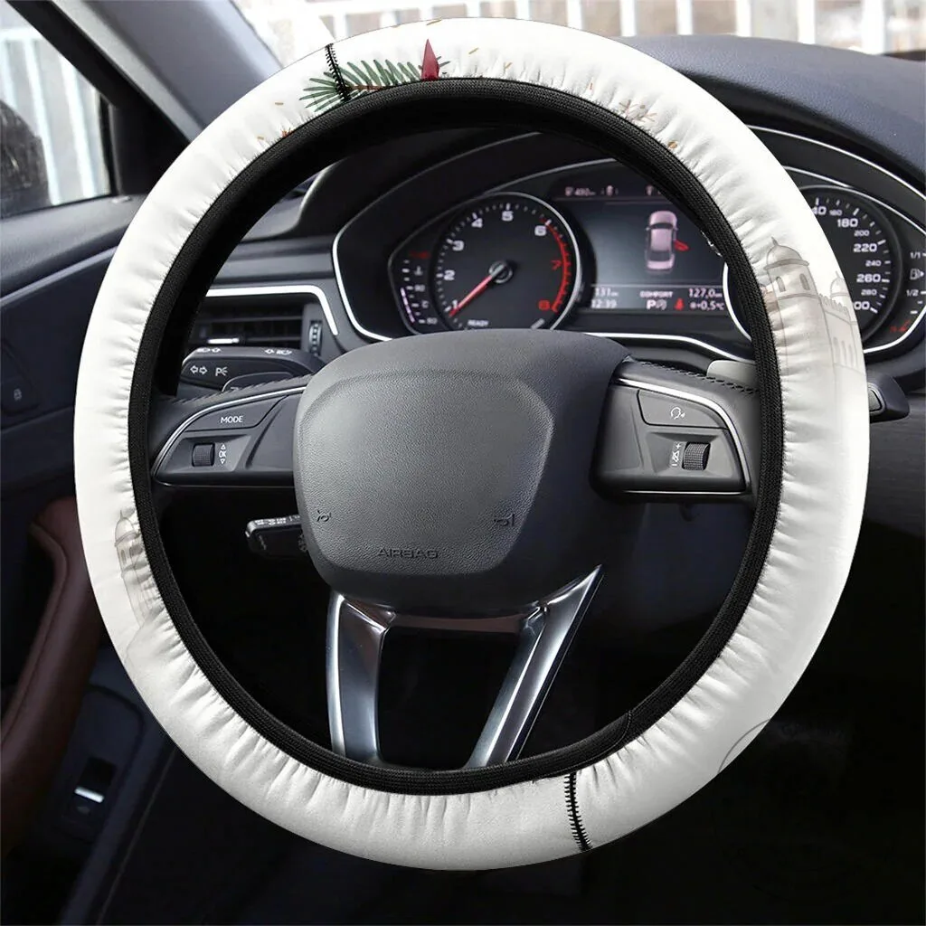 Christmas Winter Floral Car Steering Wheel Cover with Holly Berries and Leaves 3 Christmas Winter Floral Car Steering Wheel Cover with Holly Berries and Leaves