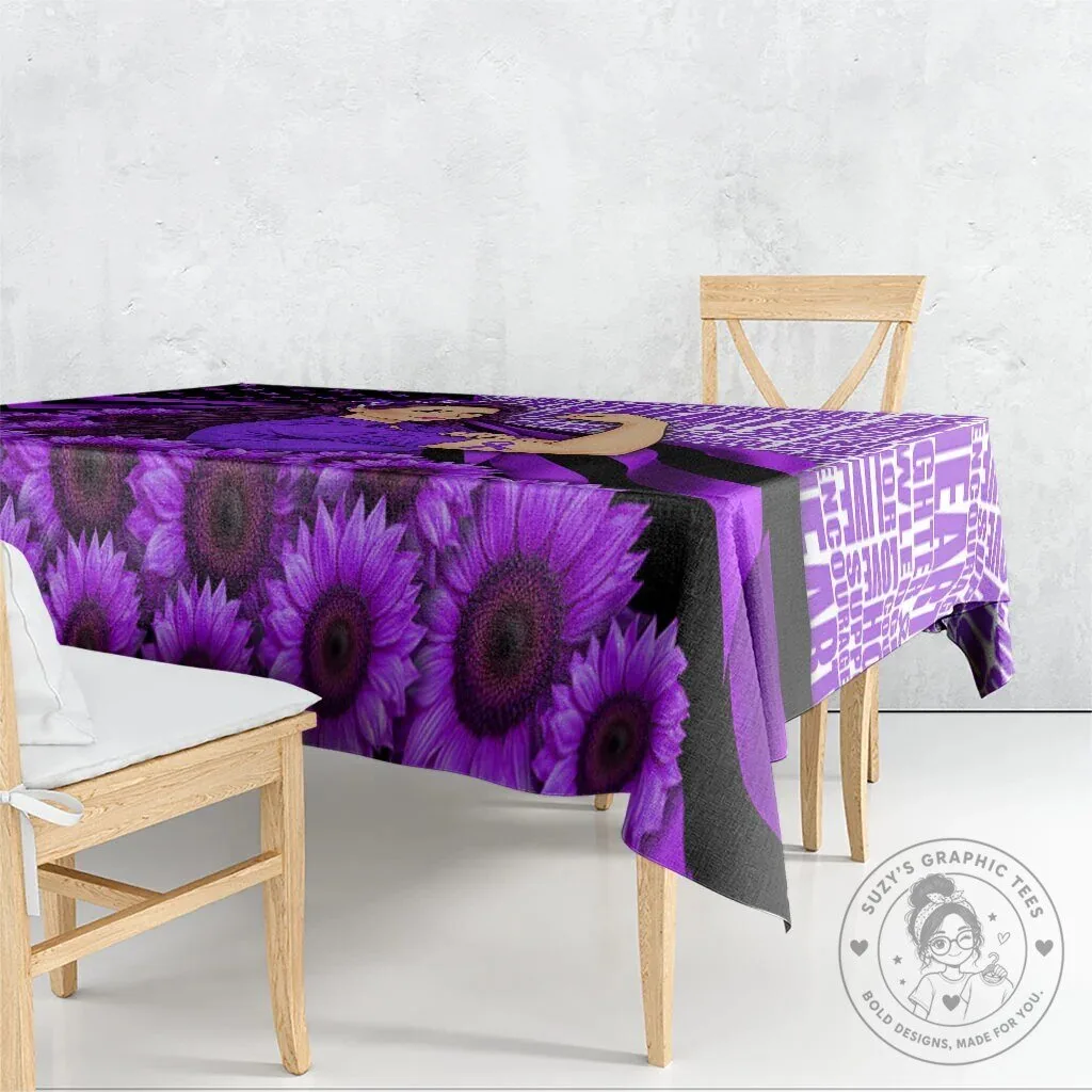 Domestic Violence Awareness Strong Woman Purple Ribbon Sunflower Tablecloth 11 Domestic Violence Awareness Strong Woman Purple Ribbon Sunflower Tablecloth