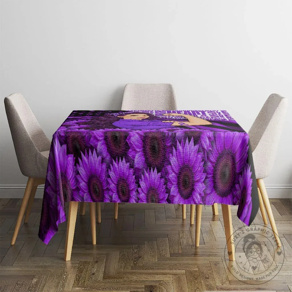 Domestic Violence Awareness Strong Woman Purple Ribbon Sunflower Tablecloth 12 Domestic Violence Awareness Strong Woman Purple Ribbon Sunflower Tablecloth