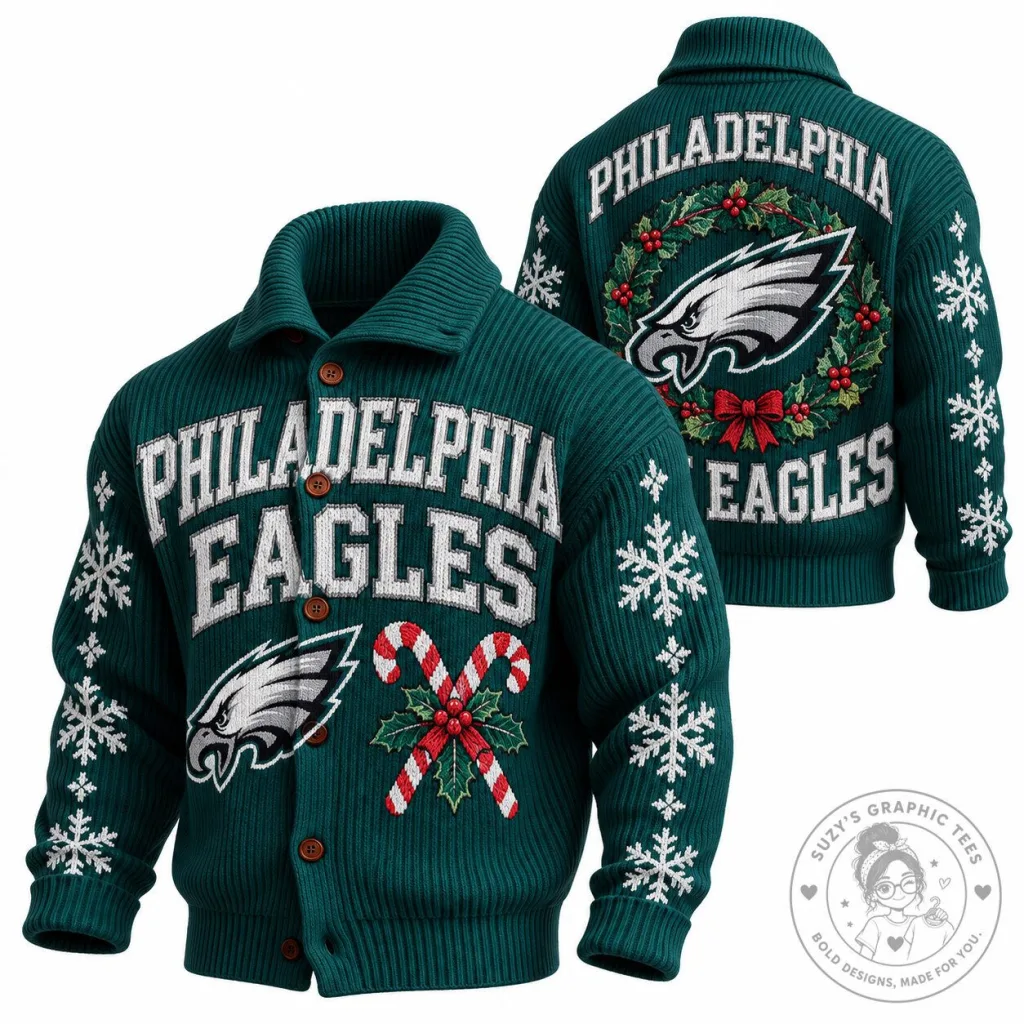 Philadelphia Eagles Christmas Holiday Ugly Sweater Cardigan Philadelphia Eagles Christmas Holiday Ugly Sweater Cardigan