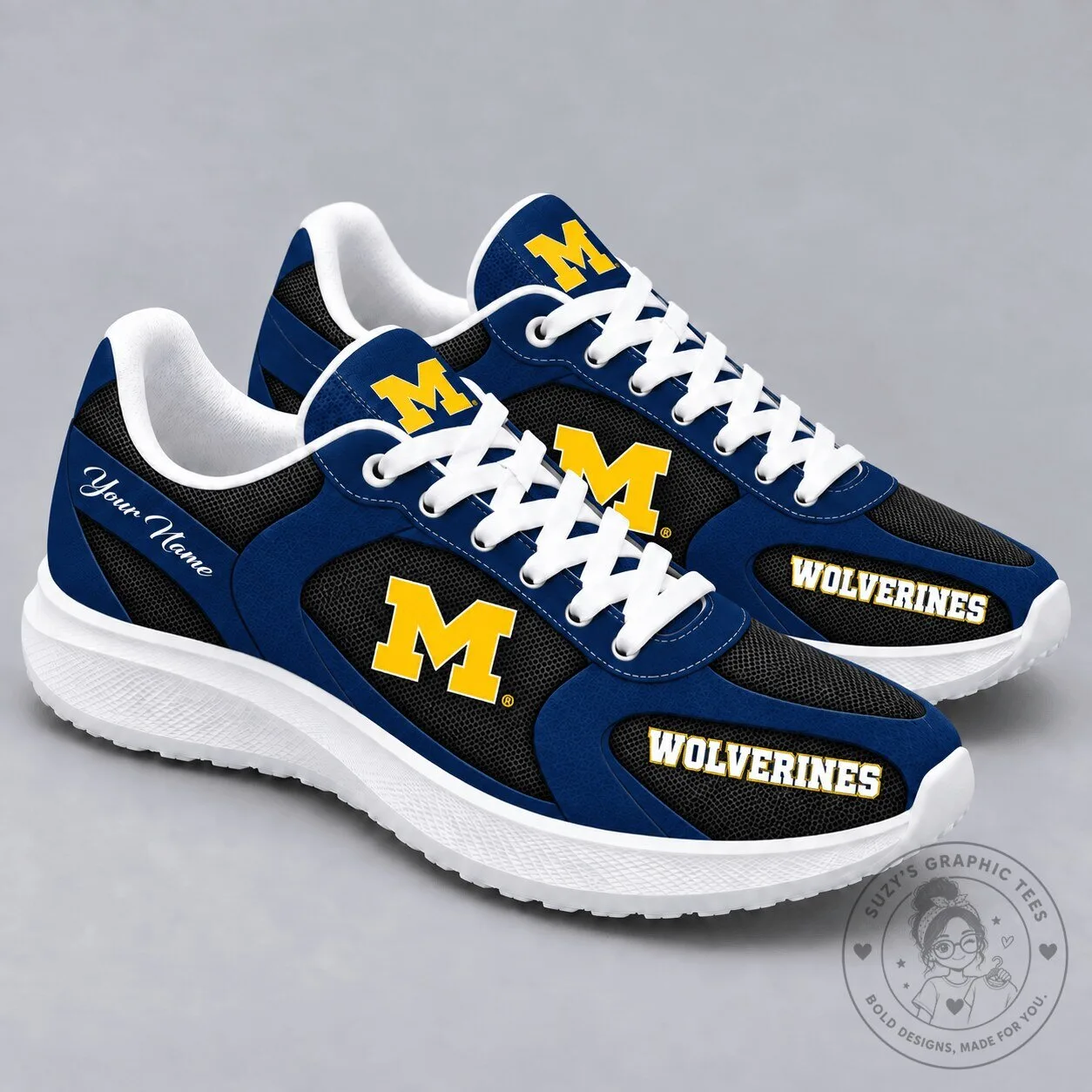 Michigan Wolverines NCAA Custom Name Sport Team Fan Shoes
