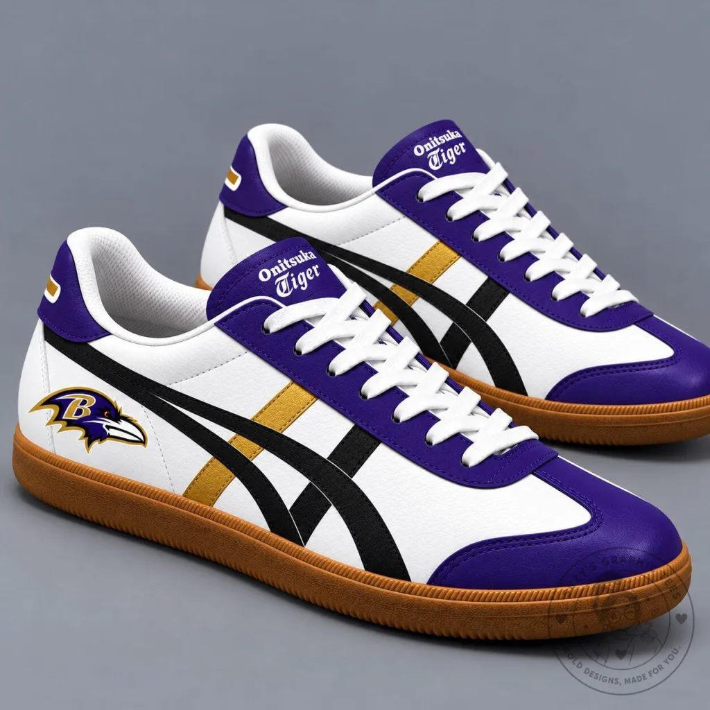 Baltimore Ravens NFL Team Logo Onitsuka Tiger Shoes for Men and Women Baltimore Ravens NFL Team Logo Onitsuka Tiger Shoes for Men and Women