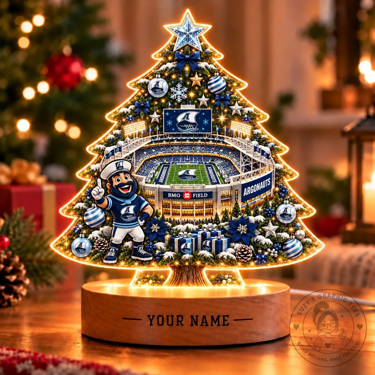 Toronto Argonauts CFL Christmas Tree LED Light Custom Name Holiday Decor