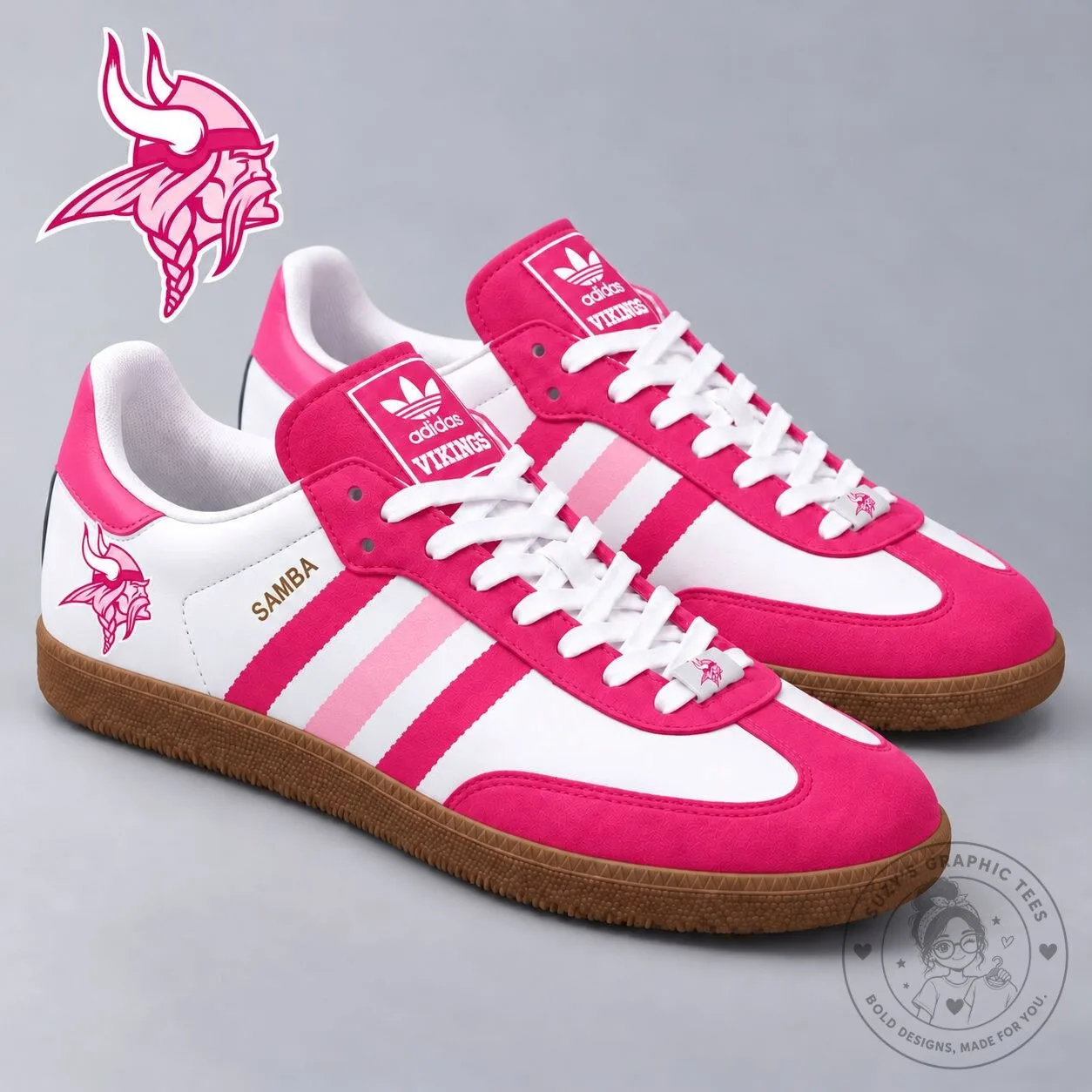 Minnesota Vikings Pink Breast Cancer Awareness Samba Style Shoes