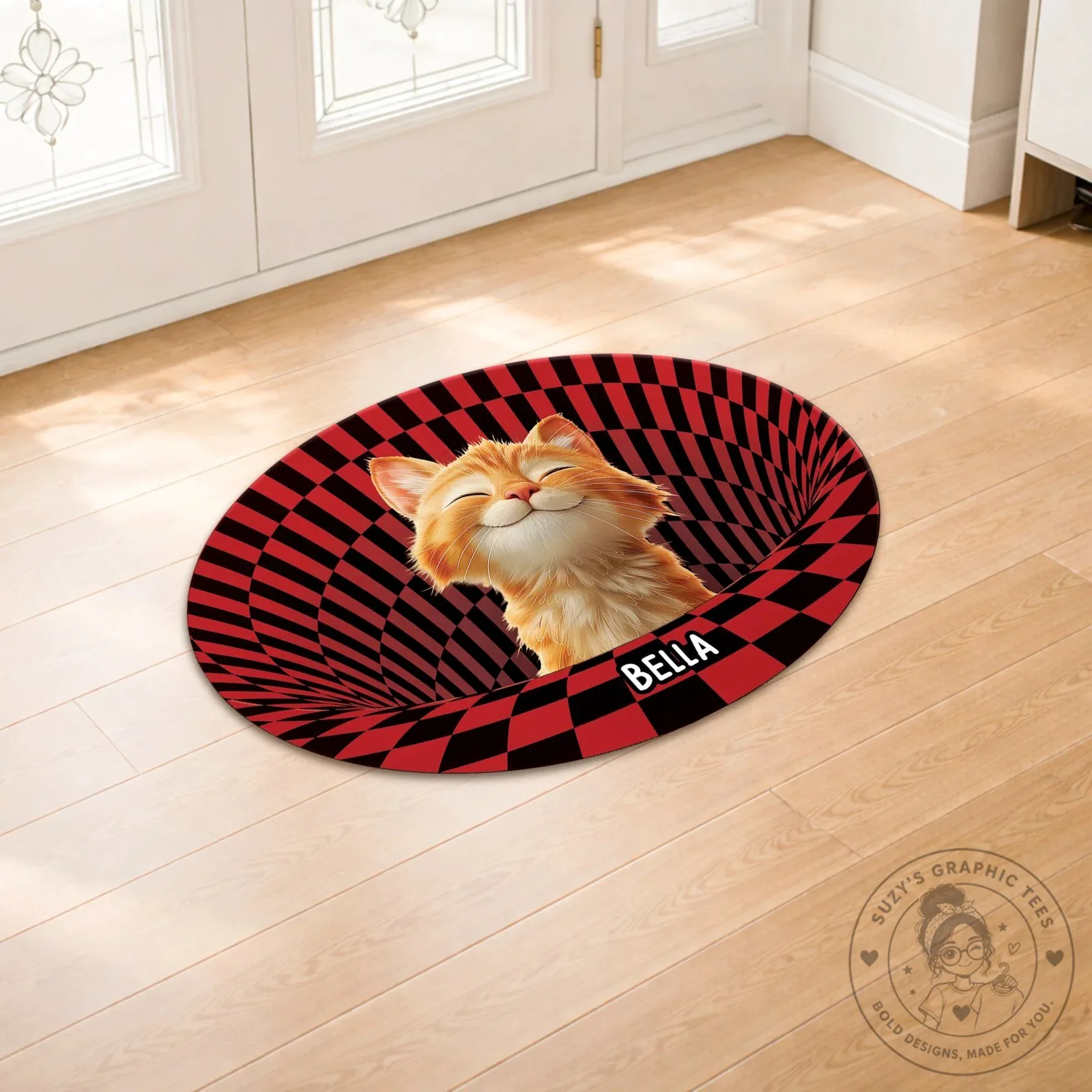 Personalized Cat Photo Checkered Optical Illusion Doormat 5 Personalized Cat Photo Checkered Optical Illusion Doormat