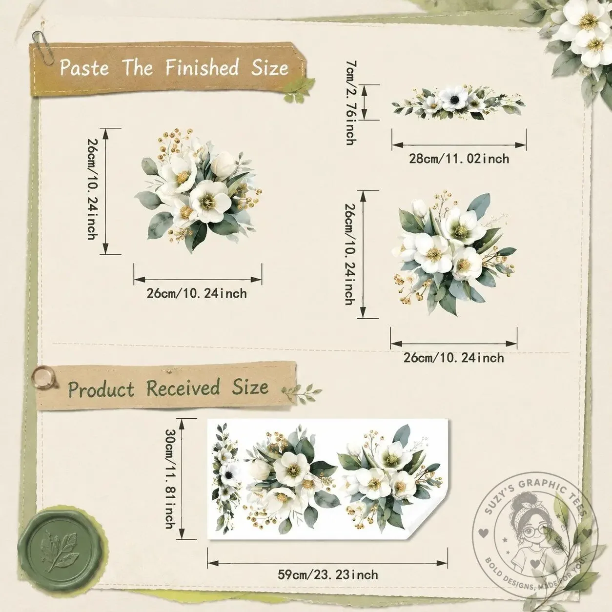 Vintage Black and White Peony Flower Toilet Decals Bathroom Decor Sticker Set – image 12 of 18