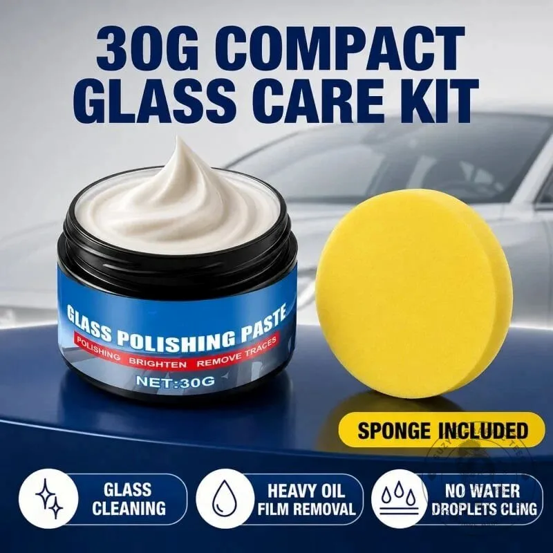 Automotive Glass Polishing Paste and Sponge Kit for Windshield Oil Film Removal