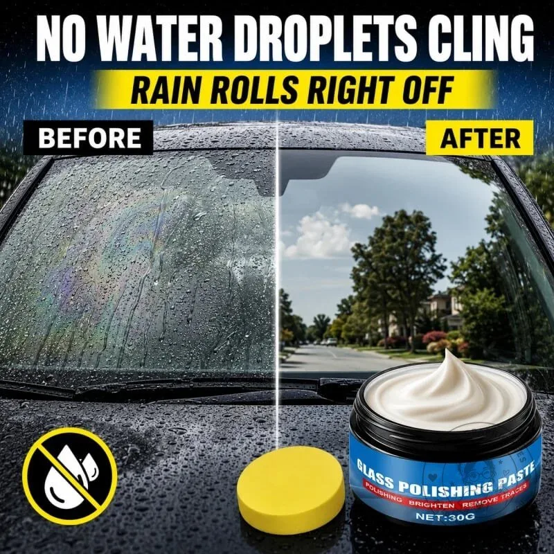 Automotive Glass Polishing Paste and Sponge Kit for Windshield Oil Film Removal 11 Automotive Glass Polishing Paste and Sponge Kit for Windshield Oil Film Removal