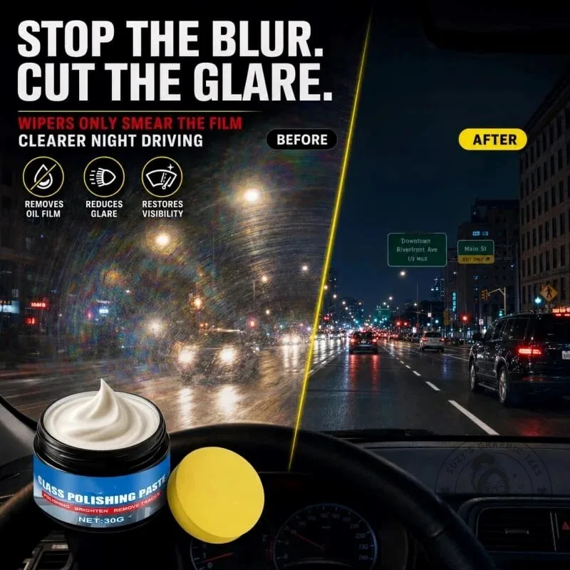 Automotive Glass Polishing Paste and Sponge Kit for Windshield Oil Film Removal 13 Automotive Glass Polishing Paste and Sponge Kit for Windshield Oil Film Removal