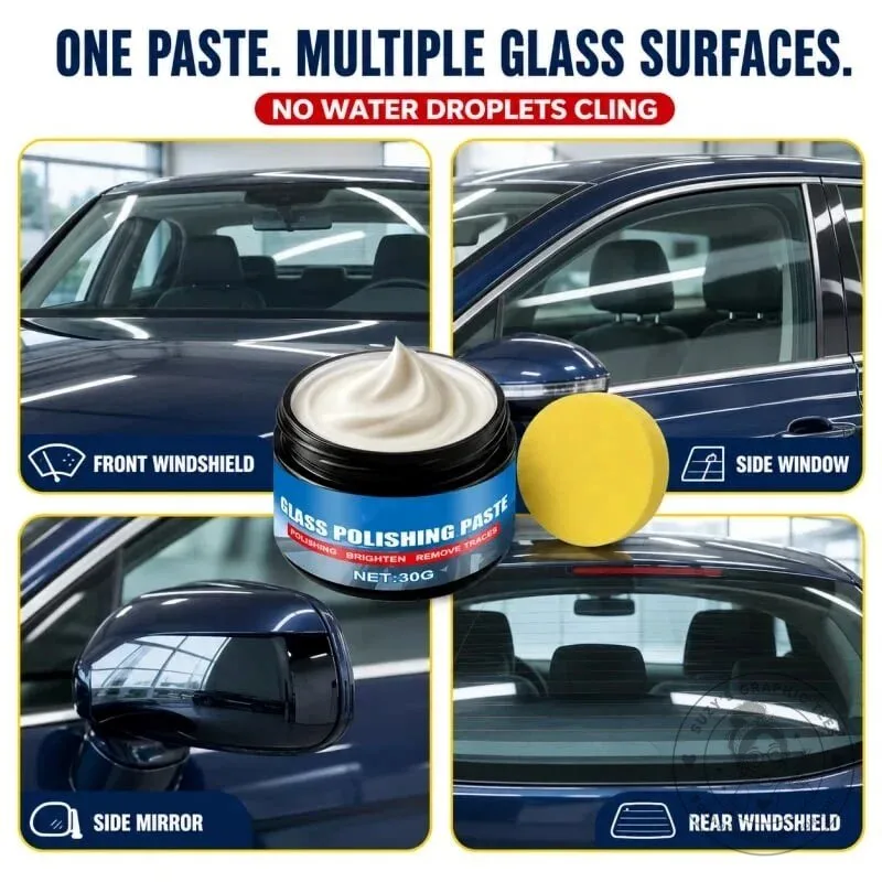 Automotive Glass Polishing Paste and Sponge Kit for Windshield Oil Film Removal 15 Automotive Glass Polishing Paste and Sponge Kit for Windshield Oil Film Removal
