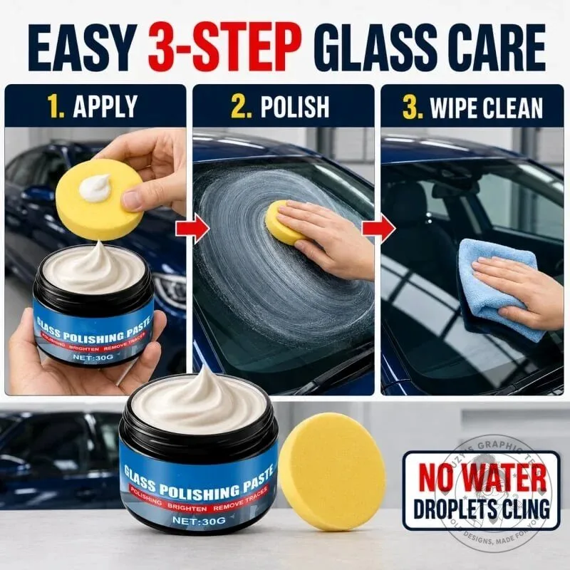 Automotive Glass Polishing Paste and Sponge Kit for Windshield Oil Film Removal 16 Automotive Glass Polishing Paste and Sponge Kit for Windshield Oil Film Removal