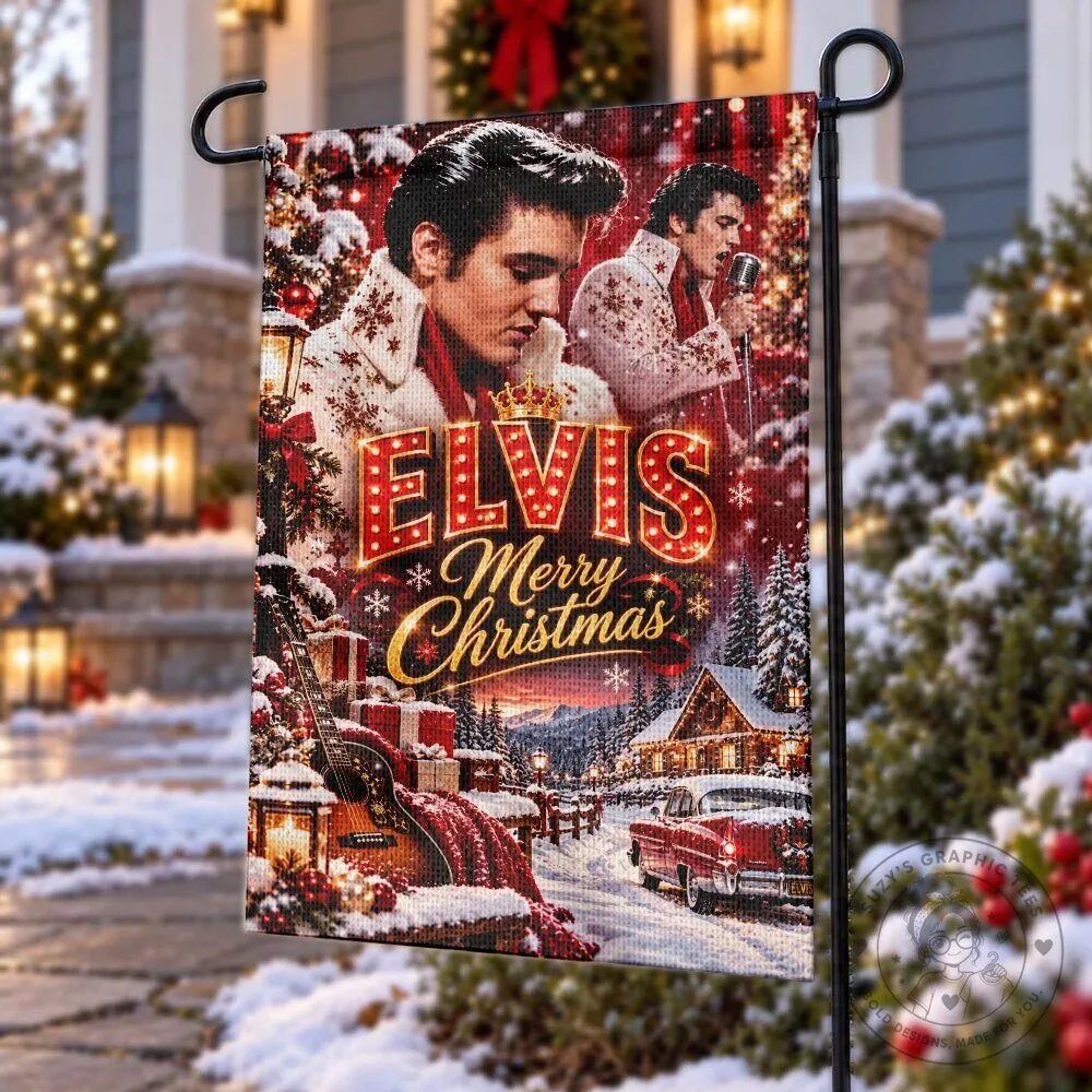 Elvis Presley Merry Christmas Winter Wonderland Garden Flag