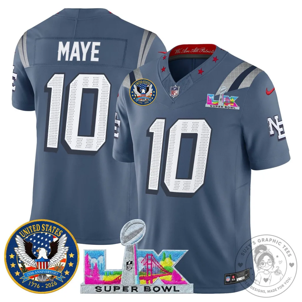 New England Patriots Super Bowl LX 250th Anniversary United States Patch Jersey New England Patriots Super Bowl LX 250th Anniversary United States Patch Jersey