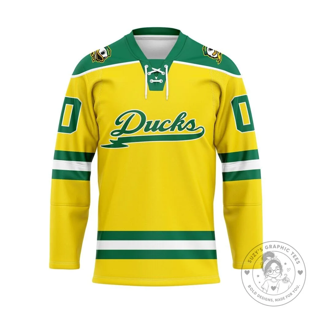 Oregon Ducks Personalized Gold and Green Lace Hockey Jersey