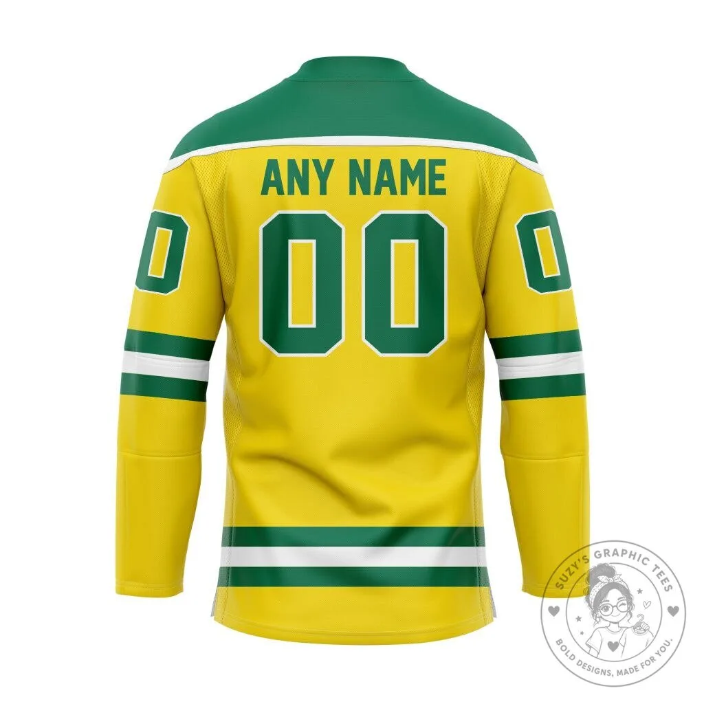 Oregon Ducks Personalized Gold and Green Lace Hockey Jersey 7 Oregon Ducks Personalized Gold and Green Lace Hockey Jersey