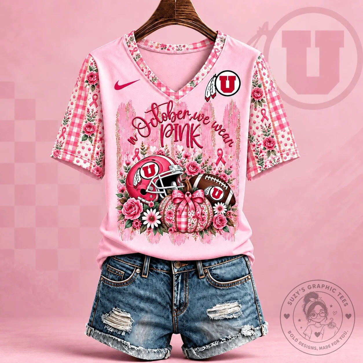 Utah Utes Breast Cancer Awareness Pink Football Helmet and Pumpkin T-Shirt