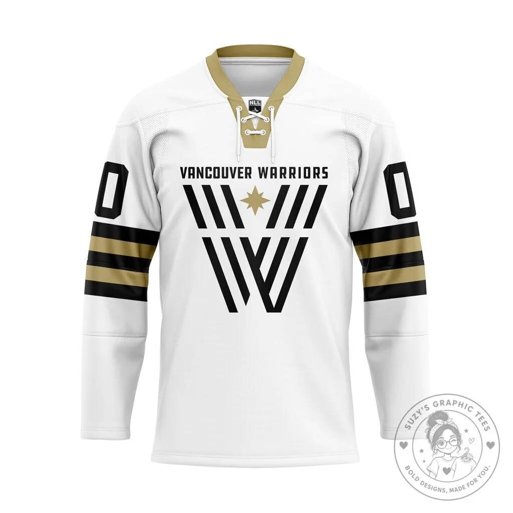 Vancouver Warriors NLL White and Gold Team Logo Hockey Jersey
