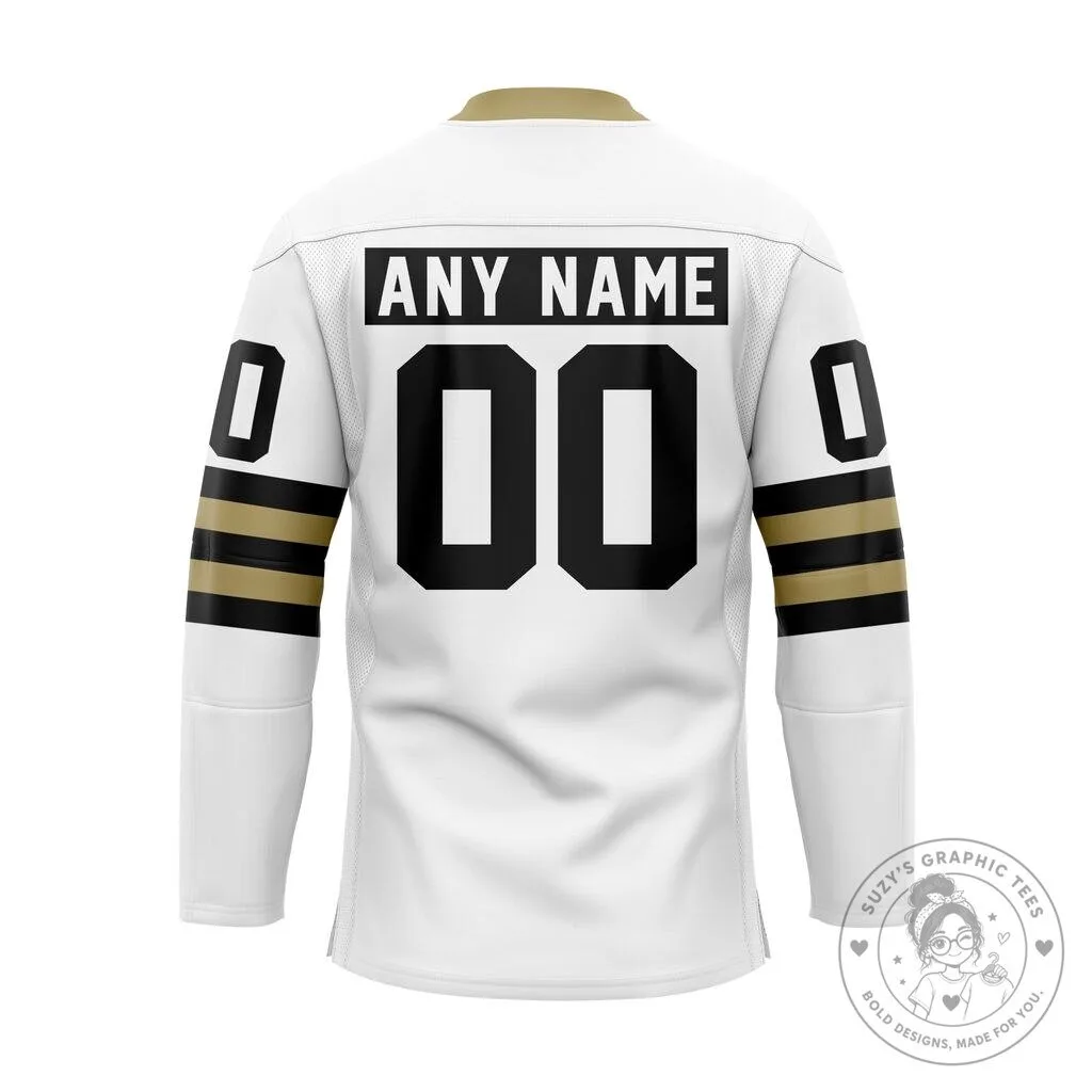 Vancouver Warriors NLL White and Gold Team Logo Hockey Jersey 5 Vancouver Warriors NLL White and Gold Team Logo Hockey Jersey