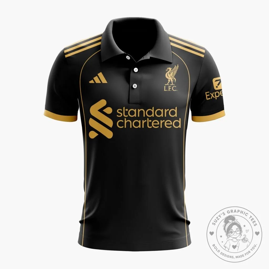Liverpool Football Club Black And Gold Polo Shirt