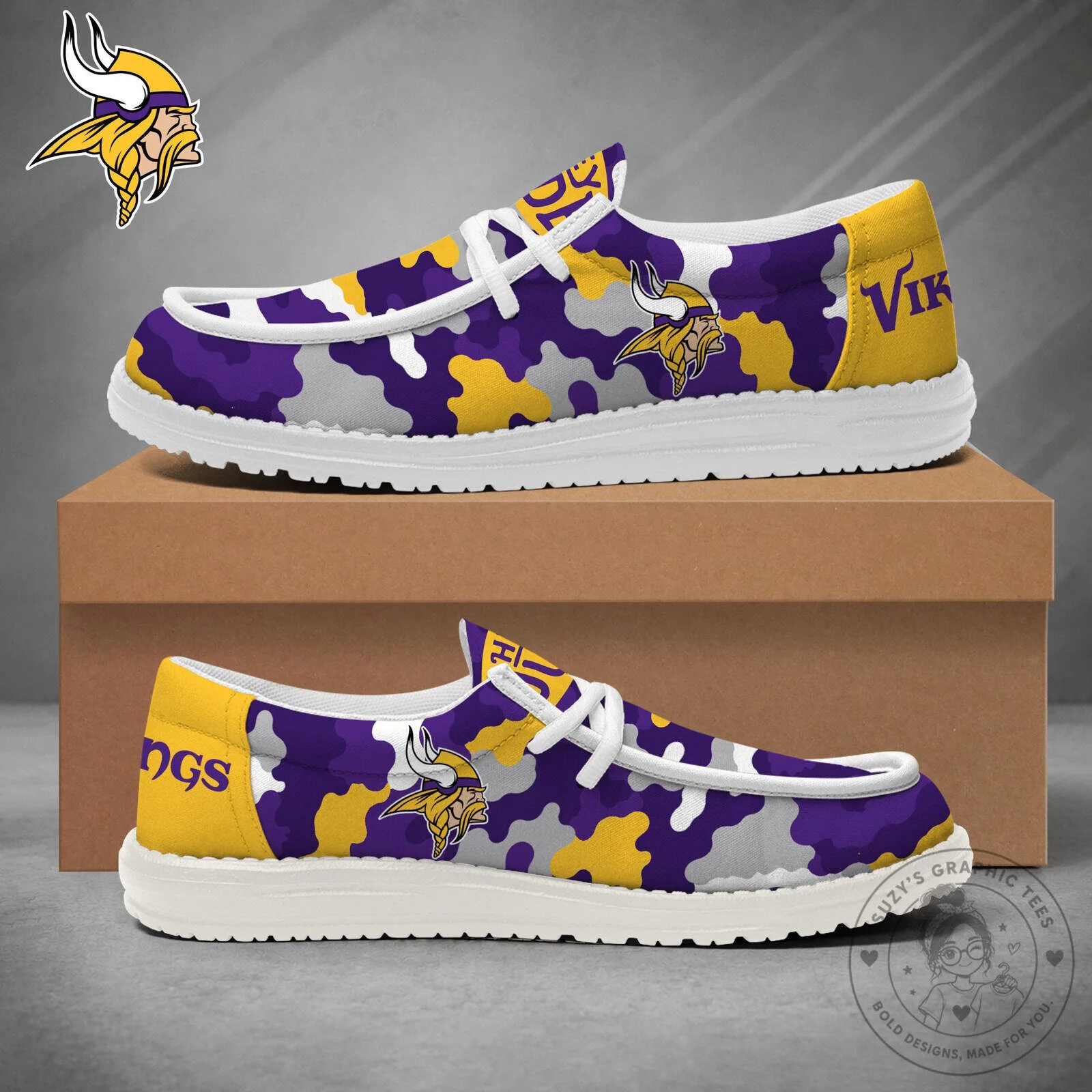 Minnesota Vikings NFL Camouflage Pattern Team Logo Loafer Shoes