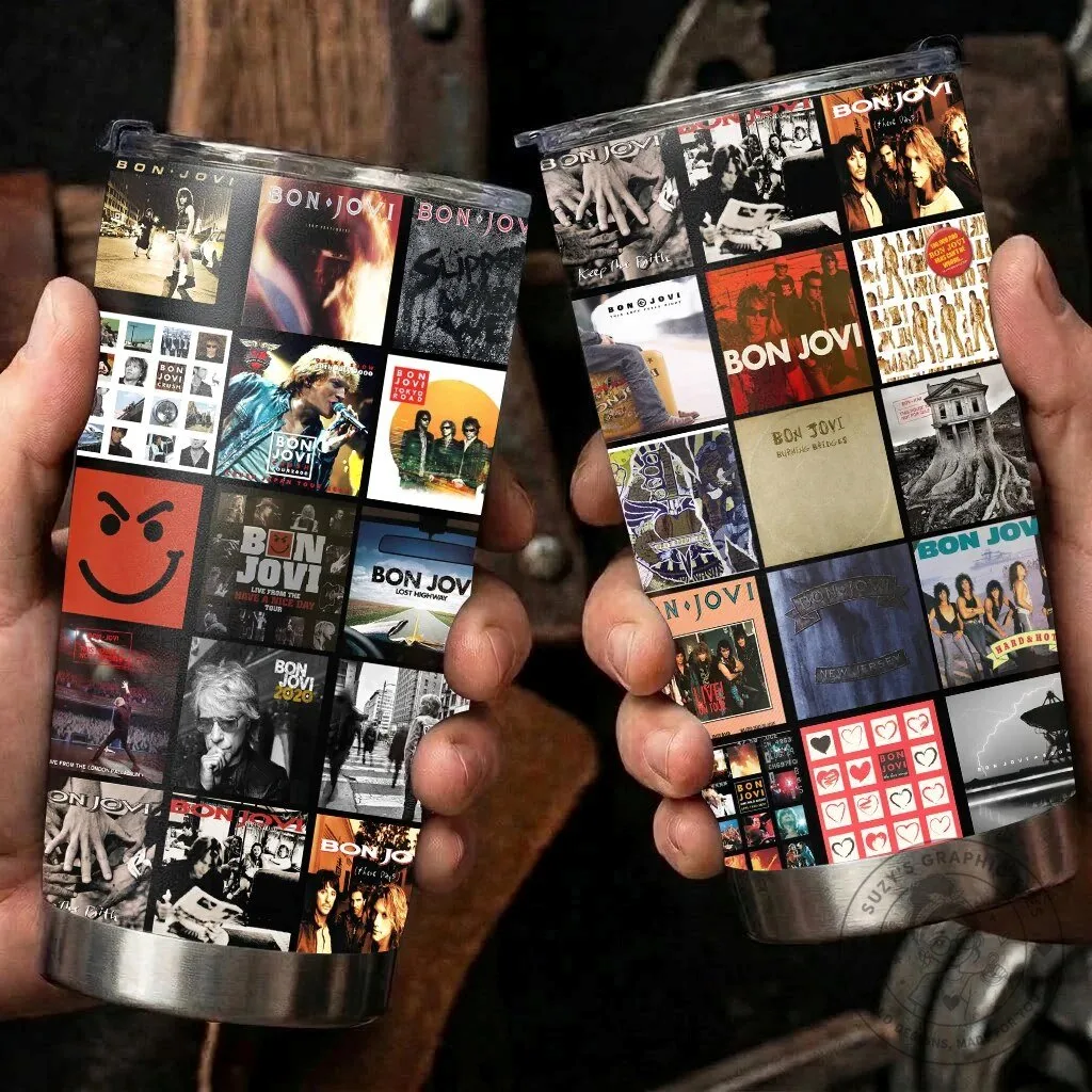 Bon Jovi Band Albums Collage Stainless Steel Insulated Tumbler