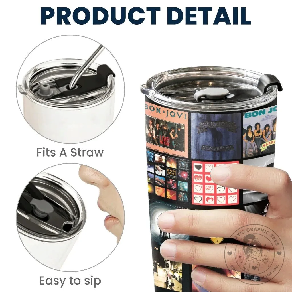 Bon Jovi Band Albums Collage Stainless Steel Insulated Tumbler 9 Bon Jovi Band Albums Collage Stainless Steel Insulated Tumbler
