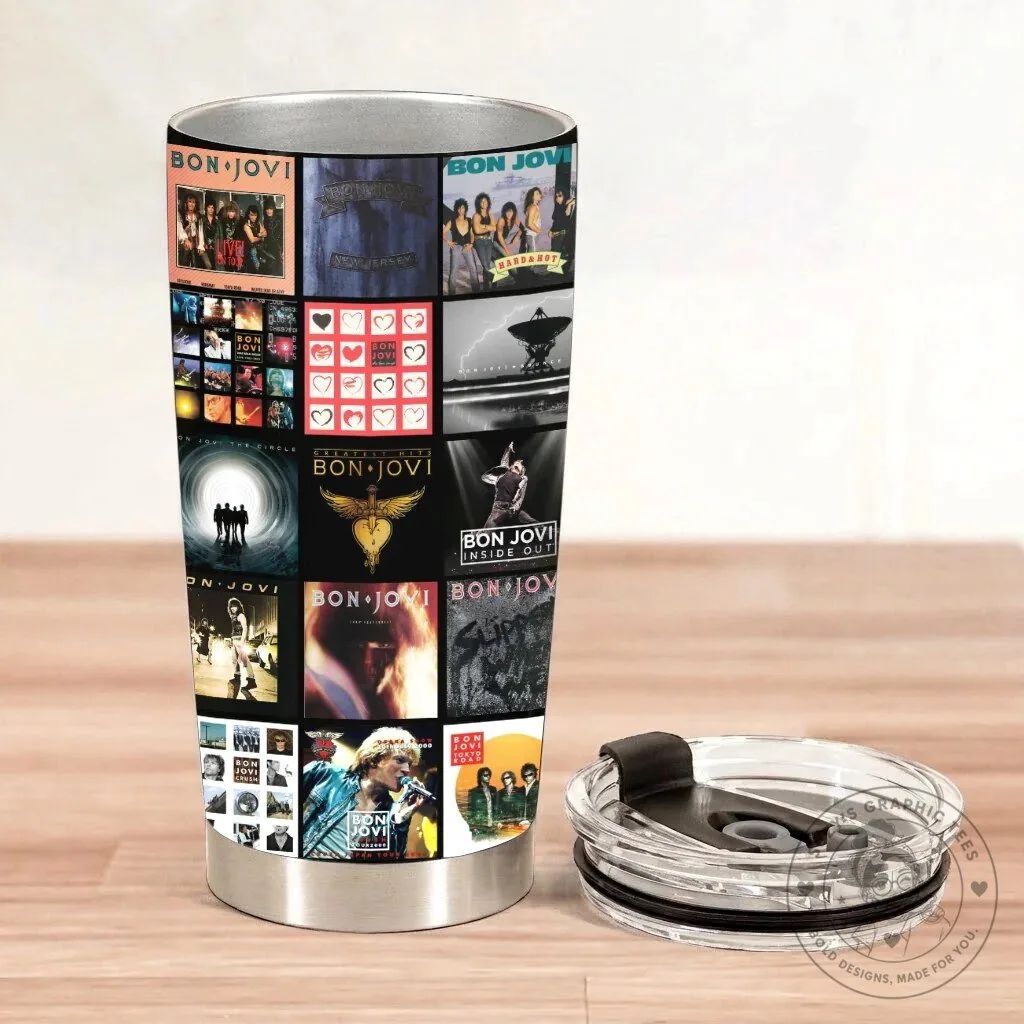 Bon Jovi Band Albums Collage Stainless Steel Insulated Tumbler 10 Bon Jovi Band Albums Collage Stainless Steel Insulated Tumbler