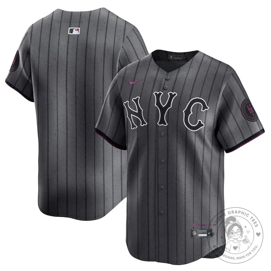 New York Mets City Connect 2024 Gray Pinstripe Baseball Jersey