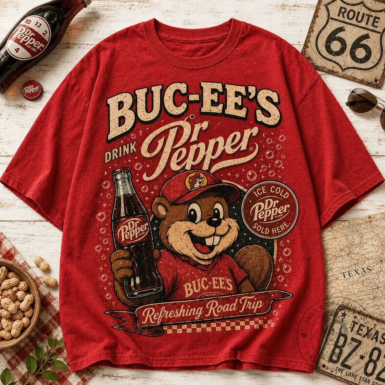 Buc-ee's Dr Pepper Ice Cold Refreshing Road Trip Graphic T-Shirt 11 Buc-ee