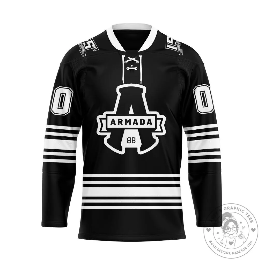 Blainville-Boisbriand Armada Personalized Black and White Hockey Jersey