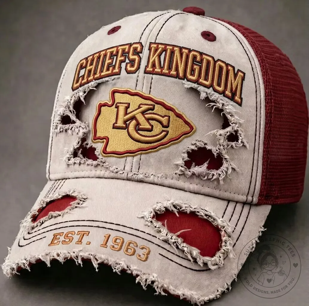 Kansas City Chiefs Kingdom Distressed Football Team Cap Hat